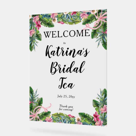 Feuilles Tropicales | Fête de Mariage Florale Rose (Angle)