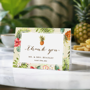Feuilles Tropicales Pineapple Luau Hawaïen Merci