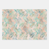 Feuilles tropicales vert aqua pêche (Devant 2)