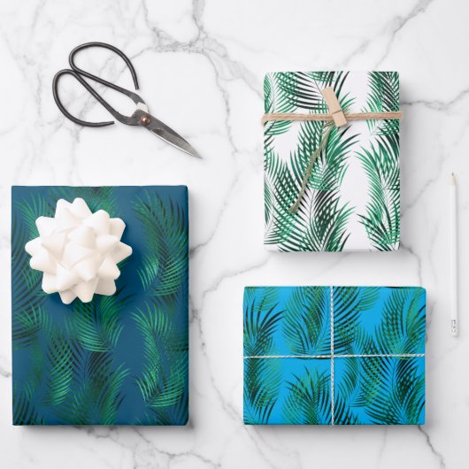 Feuilles tropicales vert bleu (Recto)