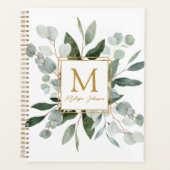 Feuilles tropicales vertes aquarelle Monogramme (Devant)