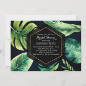 Feuilles tropicales vertes et invitations élégante (Devant)