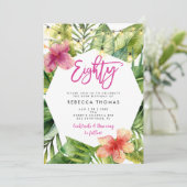 Feuilles tropicaux 80e anniversaire invitation (Debout devant)