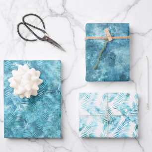 Feuilles tropicaux Aqua Blue