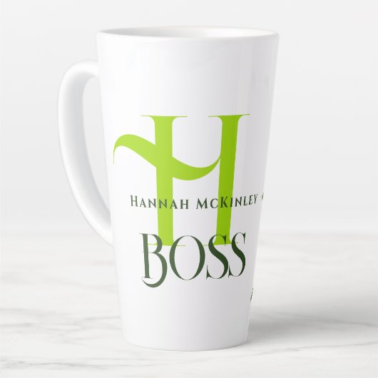 Feuilles tropicaux Boss Monogramme Latte Mug (Angle gauche)
