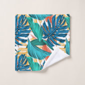 Feuilles tropicaux colorés, design motif exotique, (Gant de toilette)
