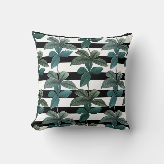 Feuilles tropicaux Coussin de bande réversible (Recto)