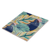 Feuilles tropicaux dans le style grunge. Carreau e (Côté)