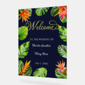 Feuilles tropicaux et fleurs Mariage de bienvenue  (Angle)