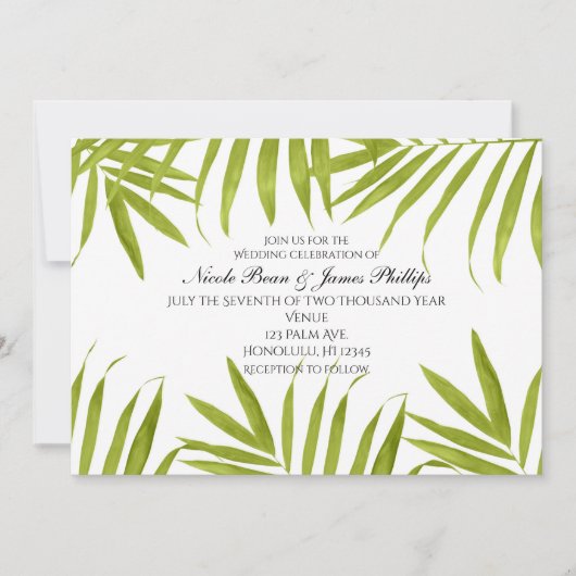 Feuilles tropicaux Été Élégant Mariage Invitations (Devant)