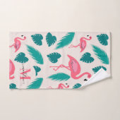 Feuilles tropicaux Flamant rose rose chaud Monogra (Serviette à main)
