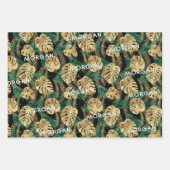 Feuilles tropicaux Gold/Green, Nom personnalisé, 3 (Devant 2)