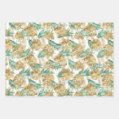 Feuilles tropicaux Gold/Green, Nom personnalisé, 3 (Devant)