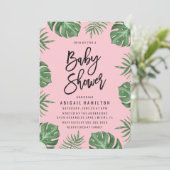 Feuilles tropicaux | Invitation baby shower (Debout devant)