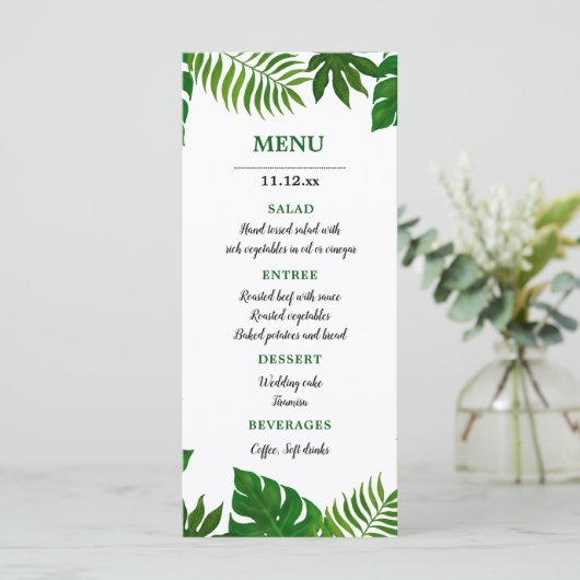 Feuilles tropicaux | Menu Mariage (Debout devant)