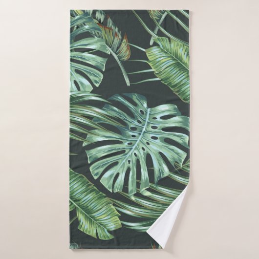 Feuilles tropicaux, monstère, feuille de bananier, (Serviette de bain)