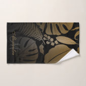 Feuilles tropicaux Noir et Or (Serviette à main)