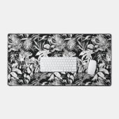 Feuilles tropicaux noirs et blancs modernes (Clavier et souris)