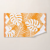 Feuilles tropicaux Orange avec fond blanc (Serviette à main)