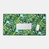 Feuilles tropicaux sur Blue Sky Desk Mat (Clavier et souris)