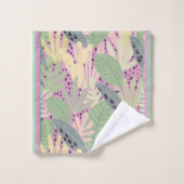 Feuilles tropicaux Turquoise, Vert, Rose, Couleurs (Gant de toilette)
