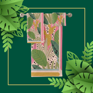 Feuilles tropicaux Turquoise, Vert, Rose, Couleurs