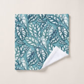 Feuilles tropicaux Turquoises bleus (Gant de toilette)