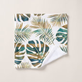 feuilles tropicaux turquoises et dorés (Gant de toilette)