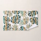 feuilles tropicaux turquoises et dorés (Serviette à main)