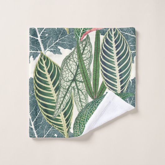 Feuilles tropicaux verts (Gant de toilette)