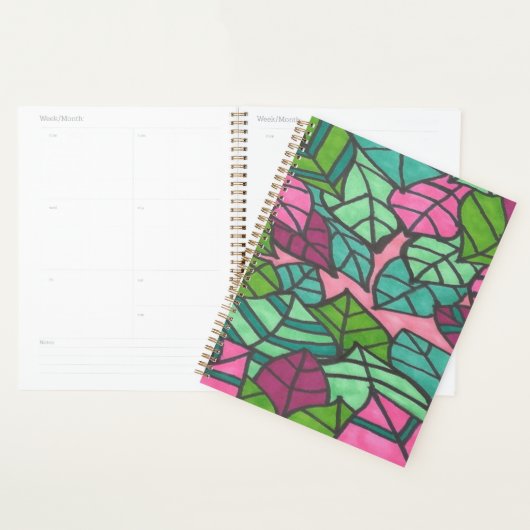 Feuilles tropicaux verts et roses (Devant avec enveloppe)