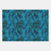 Feuilles turquoise de palme tropicale sur noir (Devant 3)