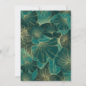 Feuilles Vert Bleu Avec Faire-part de mariage Or (Dos)