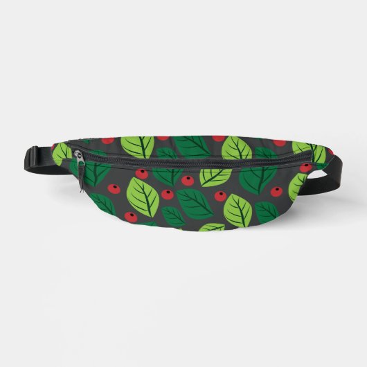 Feuilles Vertes, Baies Rouges, Motif De Feuilles (Recto)