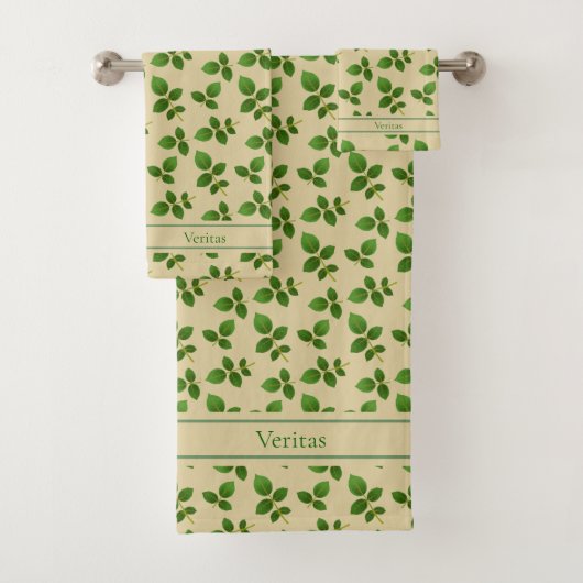 Feuilles vertes chic sur beige chanceux (En situation)