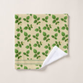Feuilles vertes chic sur beige chanceux (Gant de toilette)