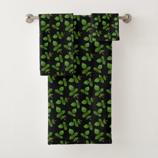 Feuilles vertes chic sur fond noir (En situation)