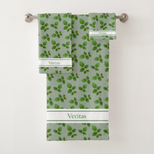 Feuilles vertes chic sur vert laurier