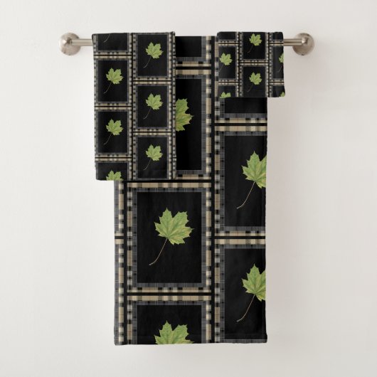 FEUILLES VERTES MODERNES CONTEMPORAINES SUR NOIR (En situation)