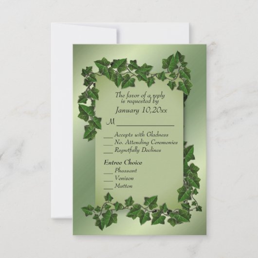 Feuilles Vertes RSVP avec Choix d'Entrées (Devant)