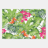 Feuilles Vertes Tropicales Fleurs Roses Oranges (Devant)