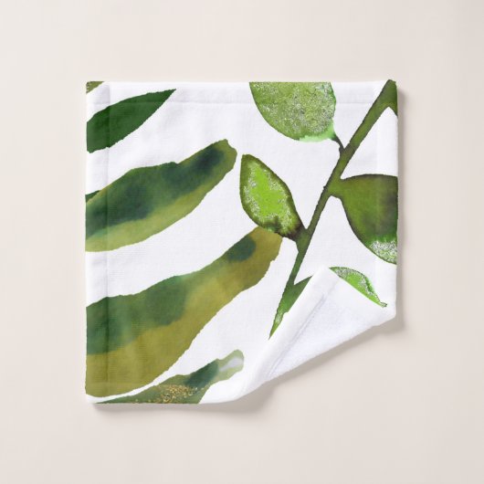 Feuilles verts botaniques minimaux simples simplis (Gant de toilette)