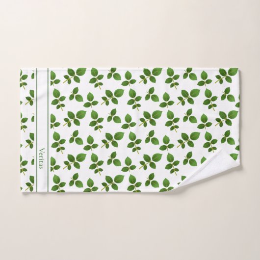 Feuilles verts chic sur blanc (Serviette à main)