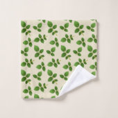 Feuilles verts chic sur le beige de sable (Gant de toilette)