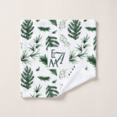 Feuilles verts de la forêt de Monogrammes Nouveaux (Gant de toilette)