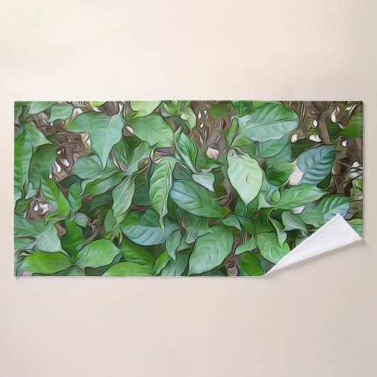 Feuilles verts du jardin peint (Serviette de bain)