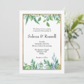 Feuilles verts et Faire-part de mariage de trame o (Debout devant)