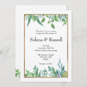 Feuilles verts et Faire-part de mariage de trame o (Devant / Derrière)