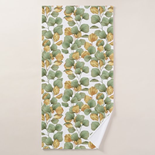 Feuilles verts et or. Motif (Serviette de bain)