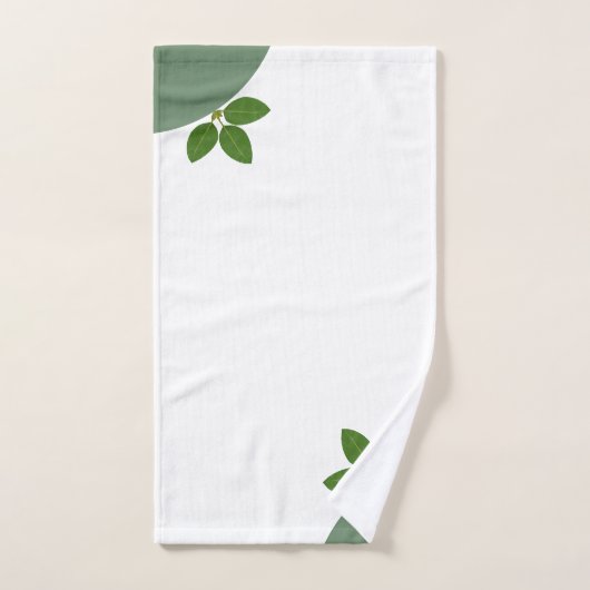 Feuilles verts modernes sur blanc (Serviette à main)